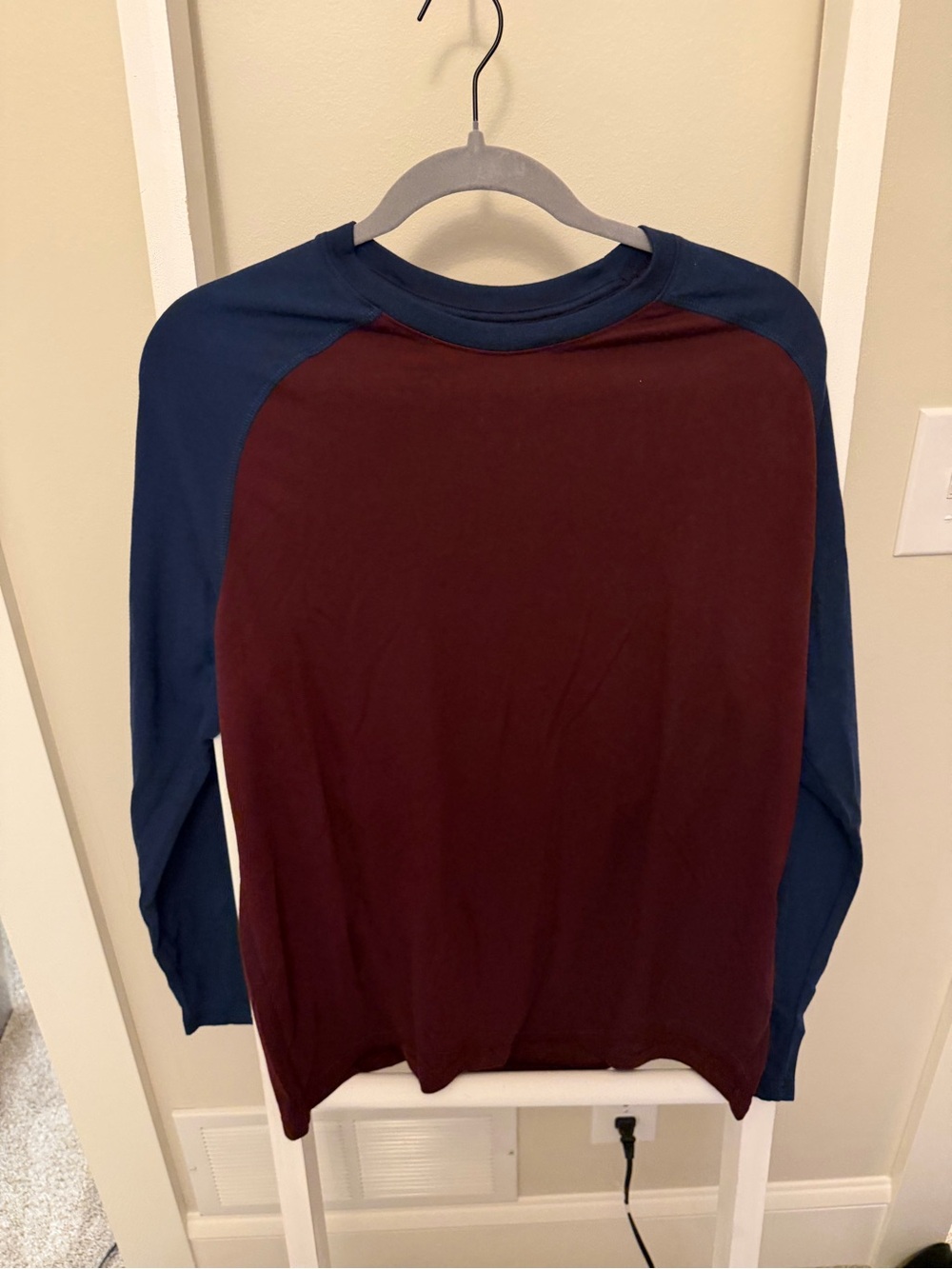George Long Sleeve Raglan Shirt - Burgundy and Navy